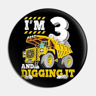 Kids Three 3Rd Birthday Construction Truck 3Yr Boy 3 Years Old Pin