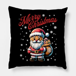 Merry Christmas Gingerbread Cookie Santa Pillow