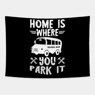 Skoolie Home Is Where You Park It Converted School Bus Tapestry