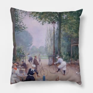 The Cycle Chalet in the Bois de Boulogne by Jean Beraud Pillow