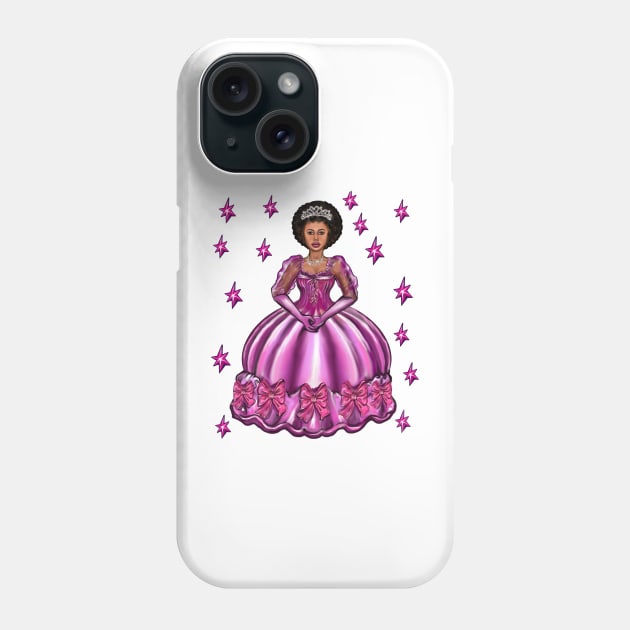 Princess -  Black Afro Princess in purple with stars v  ! beautiful  black girl with Afro hair, brown eyes and light brown skin. Hair love ! Phone Case by Artonmytee