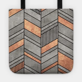 Abstract Chevron Pattern - Concrete and Copper Tote