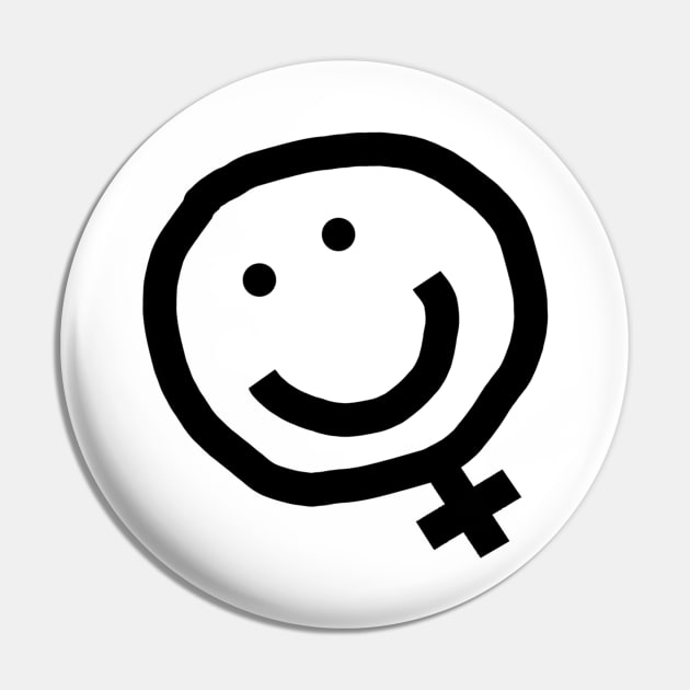 Black Line Minimal Feminism Female Smile Pin by ellenhenryart