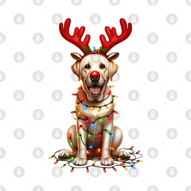 Christmas Red Nose Labrador Retriever Dog by Chromatic Fusion Studio