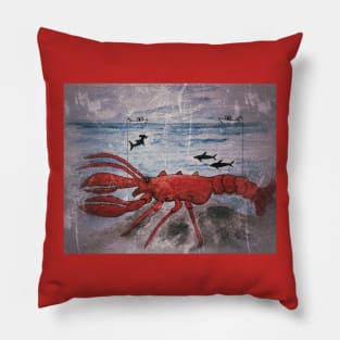 Monster Lobster Grunge Pillow