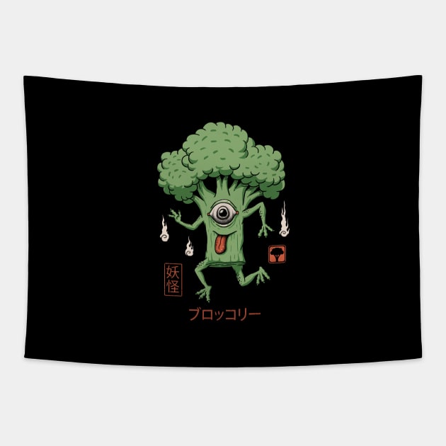 Yokai Broccoli Tapestry by Vincent Trinidad Art