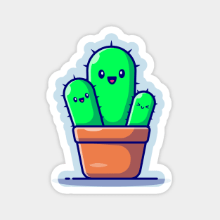 Happy Cactus Plant Cartoon Magnet