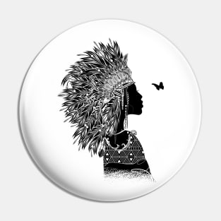 proud indian woman with headdress unique gift Pin