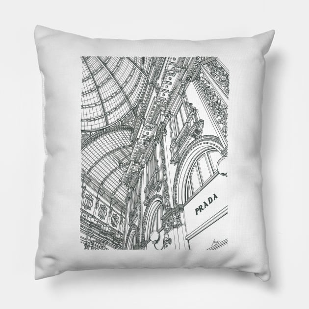 Milan Galleria Vittorio Emanuele ii Pillow by valery in the gallery