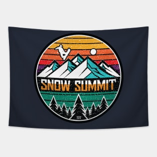 Retro Snow Summit Ski Tapestry