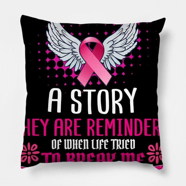 Support Breast Cancer Awareness Scars Tell A Story Product Pillow by Linco