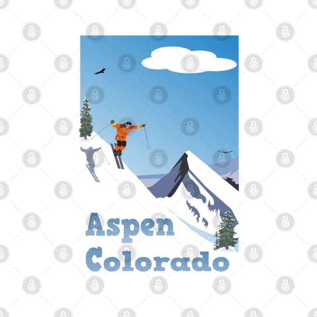 Aspen,Colorado,Rocky Mountain, Ski Poster by BokeeLee