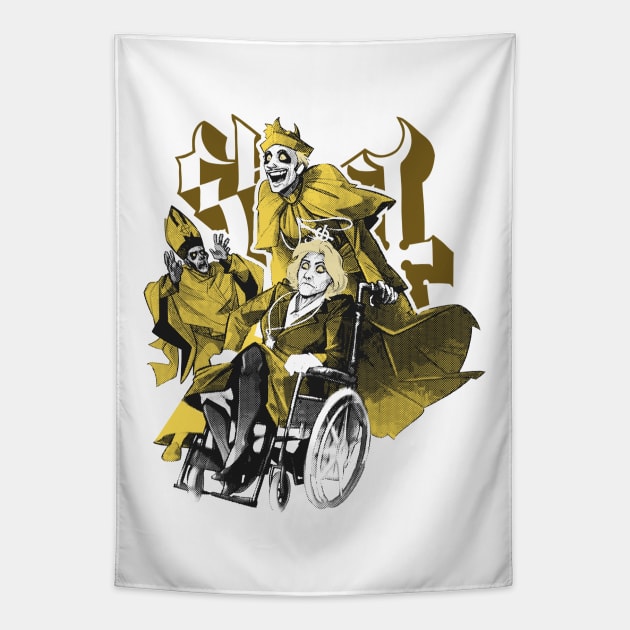 Funny Ghost Yellow Tapestry by Punk Fashion