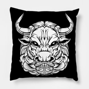 Bull - Trendy Line-Art Cattle Cool Cow Pillow