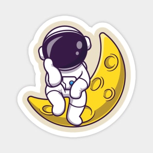 Astronaut Sitting On Moon Cartoon Magnet