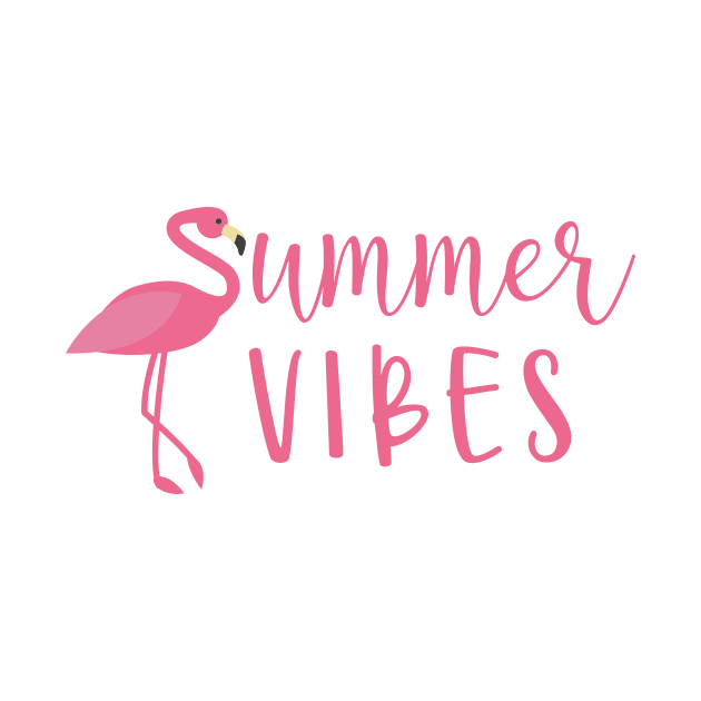Summer vibes with pink flamingo - funny vacation saying by colorbyte