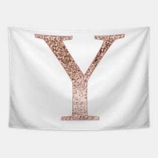 Y rose gold glitter monogram letter Tapestry