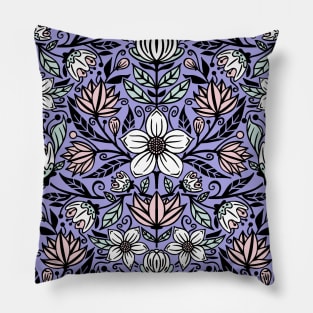 Damask Flowers on Purple Pillow