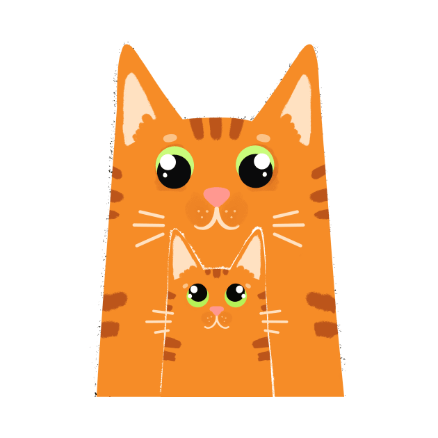 Ginger Family Daddy Cat and baby cat by SusanaDesigns