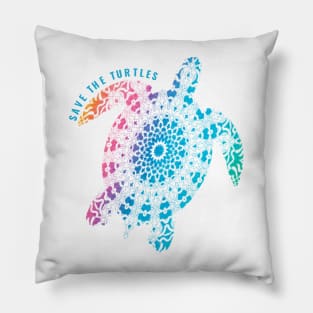 Save the Turtles Mandala Pastel Purple Pink Blue Gifts Pillow