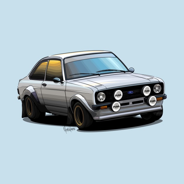 Ford Escort MK2 Rally - Illustration by Mario Ramos Rally Art