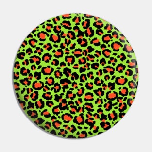 Leopard Pattern in Papaya on Lime Green Pin