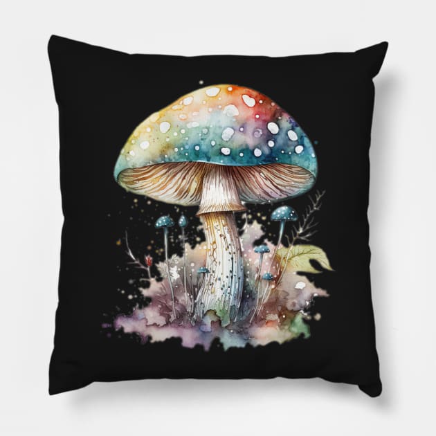 Magical Mystical Mushrooms Pillow by perthesun