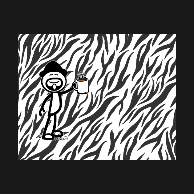 GG Coffee Guy Stick Figure Zebra Print by GDGCreations