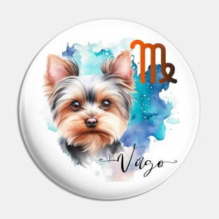 Virgo Zodiac Sign Cute Yorkshire Terrier watercolor art Pin