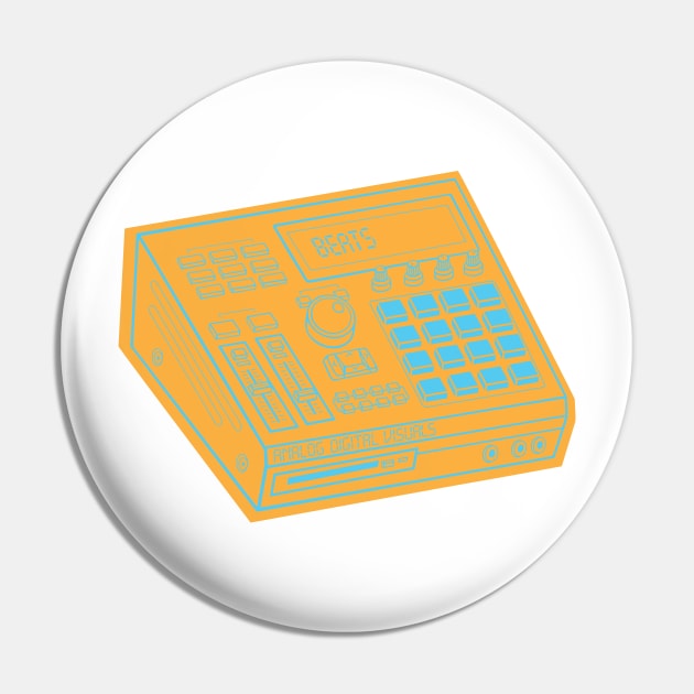 Beat Maker (Blue Jeans Lines + Yellow Orange Drop Shadow) Analog / Music Pin by Analog Digital Visuals