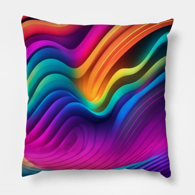 WAVES MULTICOLOR DESIGN, NEON COLOR, IPHONE CASE AND MORE Pillow by ZARBIT