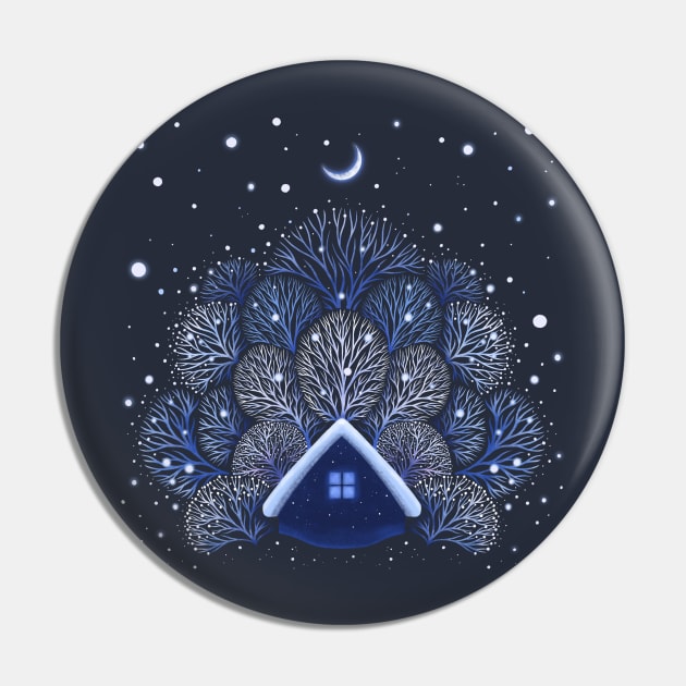 Tiny House - Snowy Night Pin by Episodic Drawing