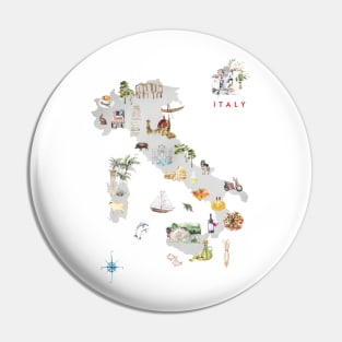 Illustrated Map of Italy Pin