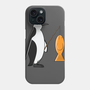 Penguin caught a Fish Cartoon Fishing Bird Phone Case