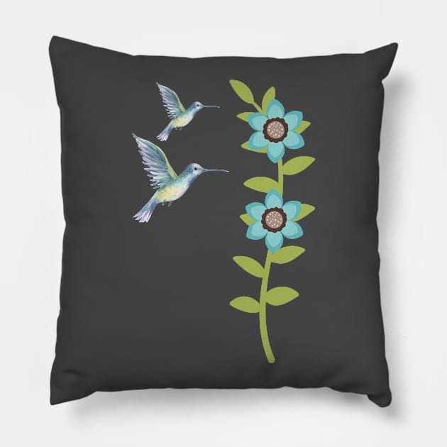 Hummingbirds And Flowers Pillow by SistersTrading84