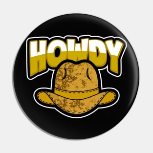 BROWN Cowboy Hat Howdy Pin