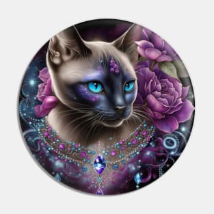 Blooming Siamese Cat Pin