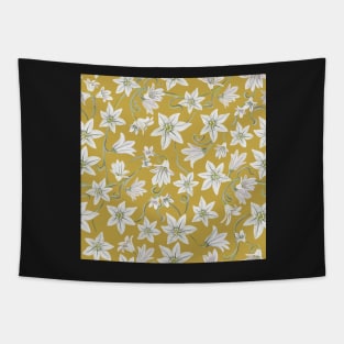 Star flower mustard yellow gold ditsy Tapestry