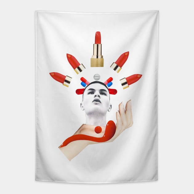 The Lipsticks Holy Boy Tapestry by Luca Mainini