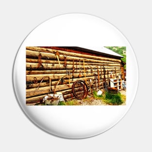 Log Cabin with Tools Pin