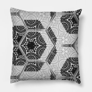 Black Vintage Lace Damask Pillow