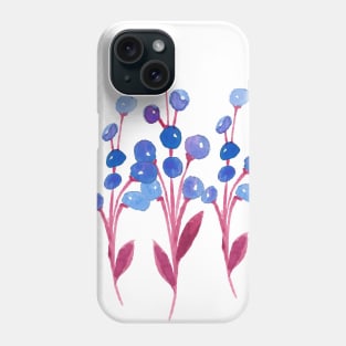 Blue and Red Watercolor Wild Flower Phone Case