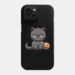 Annoyed Cat with Pumpkin Phone Case