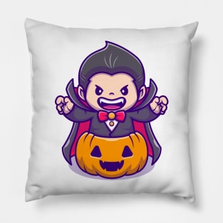 Cute Dracula In Pumpkin Pillow