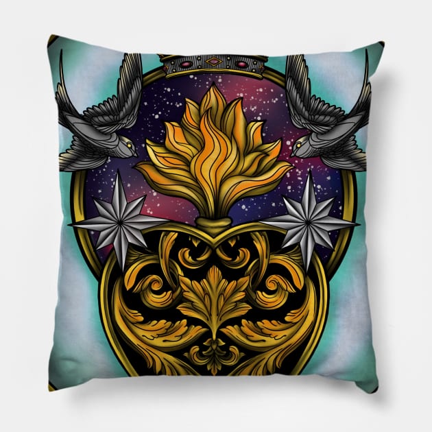 Sacred Heart Pillow by DarkHorseBailey