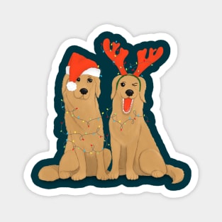 Golden retrievers ready for Christmas Magnet