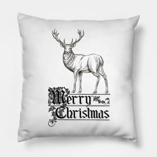 Merry Christmas with Deer Vintage Look Pillow