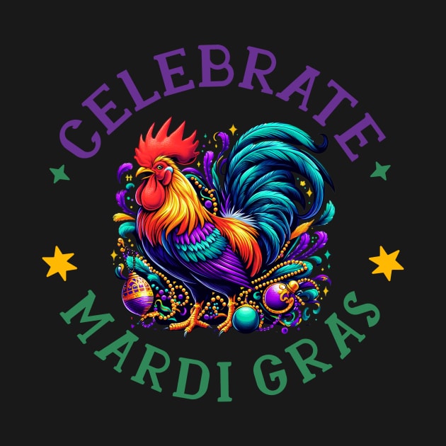 Mardi Gras Chicken Farm Animal Chicken Lover by Figurely creative