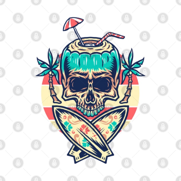 Summer skull coconut by Rakos_merch