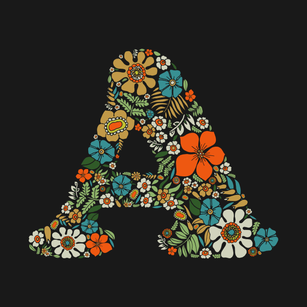 Hippie Floral Letter A by zeljkica